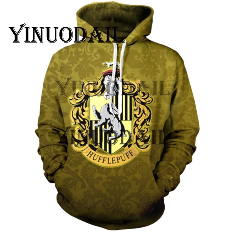 F Wizardry 3D Толстовка с принтом и карманом Ravenclaw Gryffindor для взрослых унисекс Толстовка костюм толстовки Мужская одежда - Цвет: F