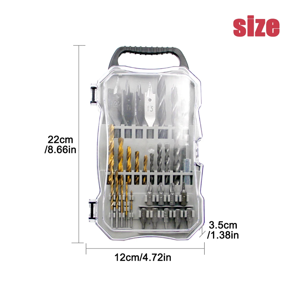 

31pcs Twist Construction Woodworking Tools Durable With Shank High Carbon Steel Drill Bit Set Portable Combined Practical