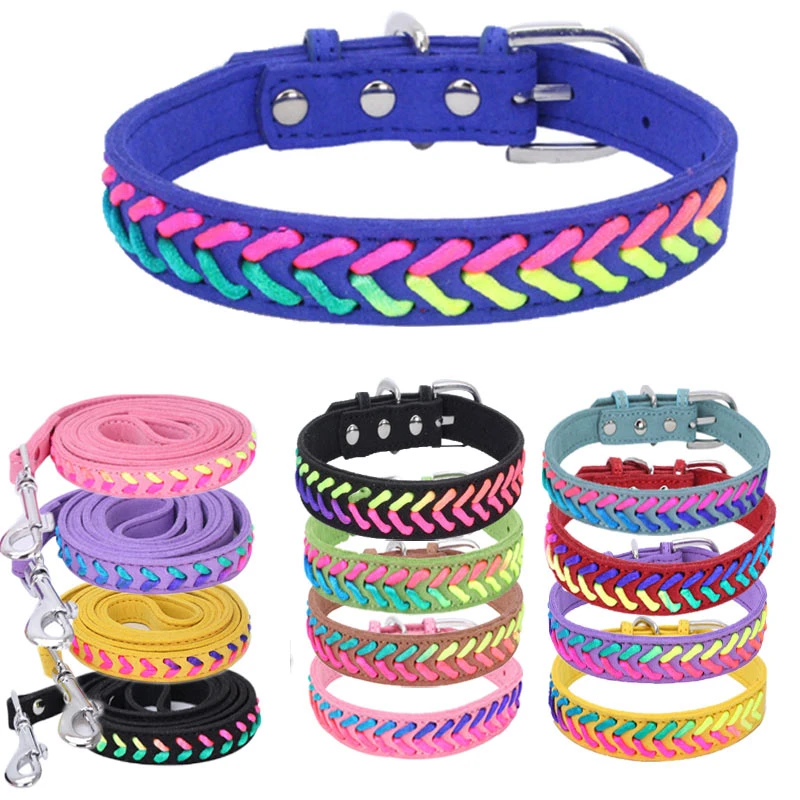 Цветной поводок для ошейника ошейник собак кошек нейлоновый Плетеный больших
