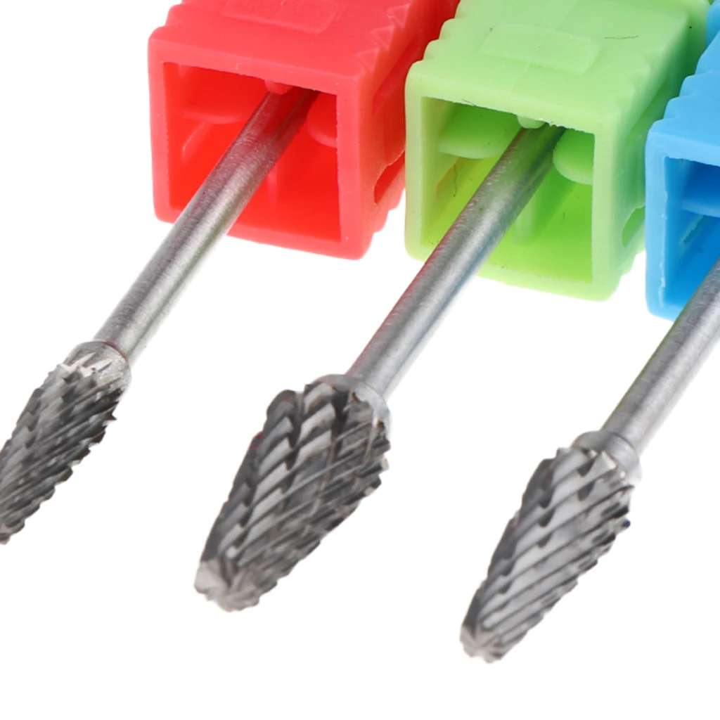 Набор из 3 сверхмощных стальных сверл для ногтей 3/32 аксессуары маникюра