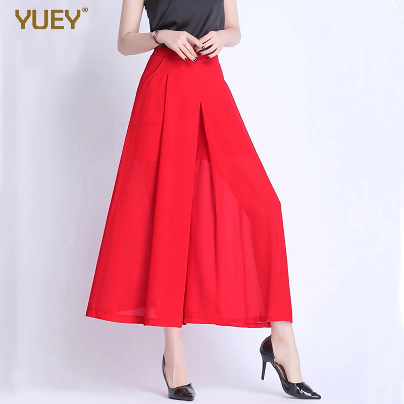 Женские шифоновые широкие брюки на лето однотонные мешковатые женская юбка