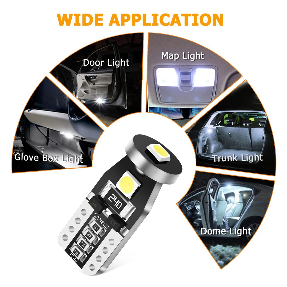 10 шт. светодиодные лампы T10 W5W сигнальная лампа для салона автомобиля OPEL Corsa Insignia