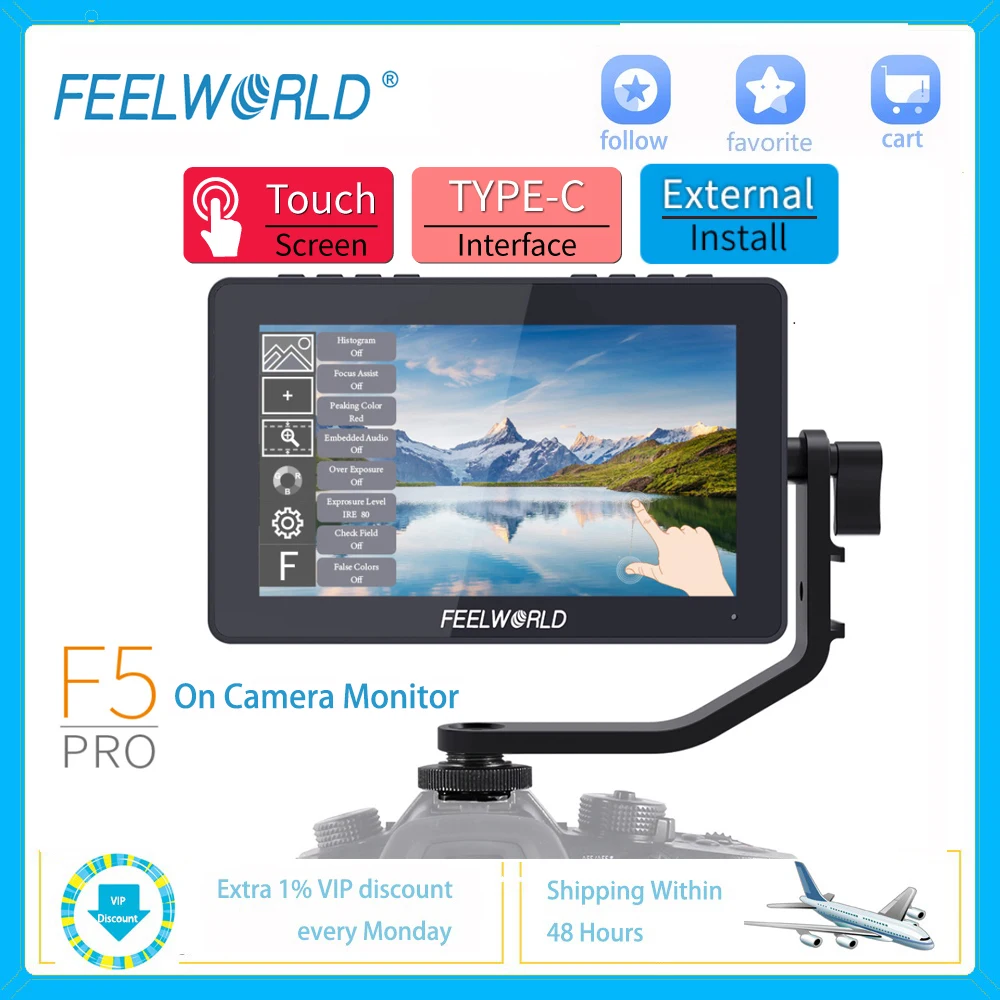 FEELWORLD F5 Pro V2 5 ''на Камера полевой монитор DSLR сенсорный Экран IPS 1080P 4K Full HD для