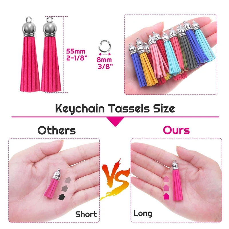 

Tassels for Jewelry Making, 50Pcs PU Leather Tassel Keychain Charms Bulk with 50Pcs Jump Rings for Jewelry Making
