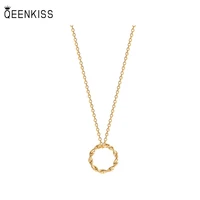 qeenkiss nc7107 2022 fine jewelry wholesale fashion woman girl birthday wedding gift circle twisted 18kt gold pendant necklace