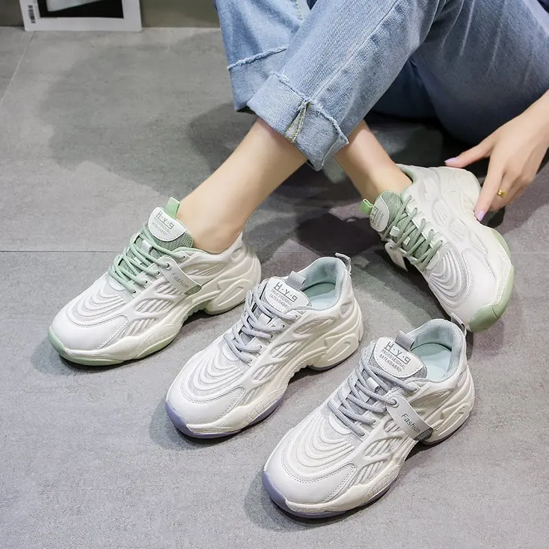 

White Chunky Sneakers Women Sports Shoes 2021 Fashion Designer Platform Sneakers Vulcanized shoes Tennis basket zapatillas mujer