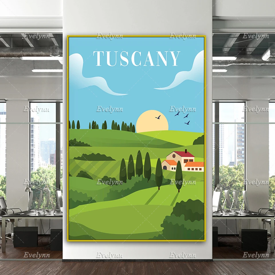 

Tuscany Travel Poster, Retro Tuscany Print, Tuscany Travel Wall Art, Italy Travel Print, Home Decor Canvas Unique Gift
