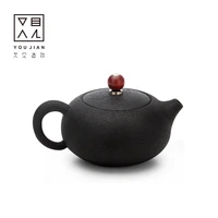 black pottery teapot retro handmade chinese simple home office tea set tea infuser