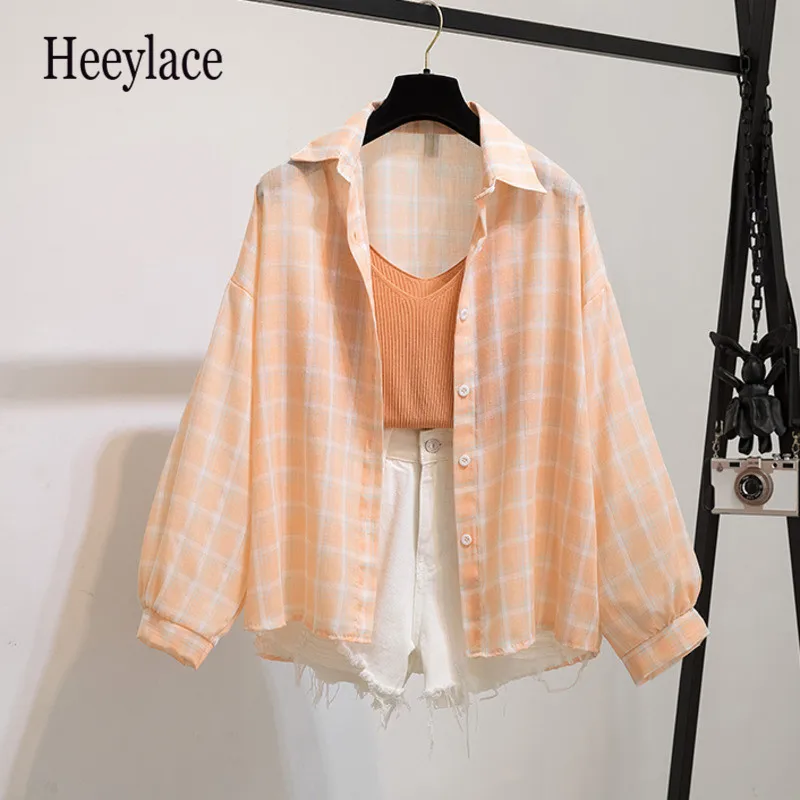 

women 3 pieces shorts sets summer Korean knitted vest+plaid long sleeve sunscreen coat+ denim shorts sets casual women clothing