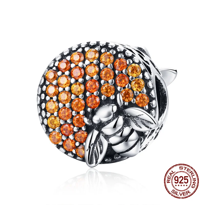 925 sterling silver bee nest round zircon charm fit bangle bracelet beads for women wedding fashion original jewelry gift | Украшения и