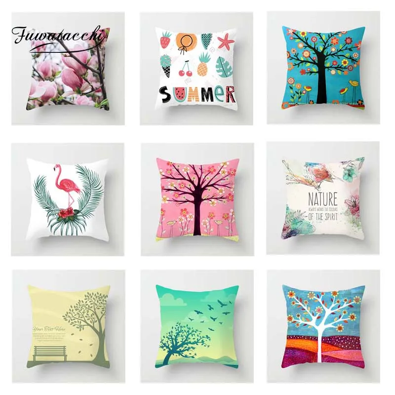 Fuwatacchi натуральный живописный чехол для подушки с фламинго мягкая декоративная