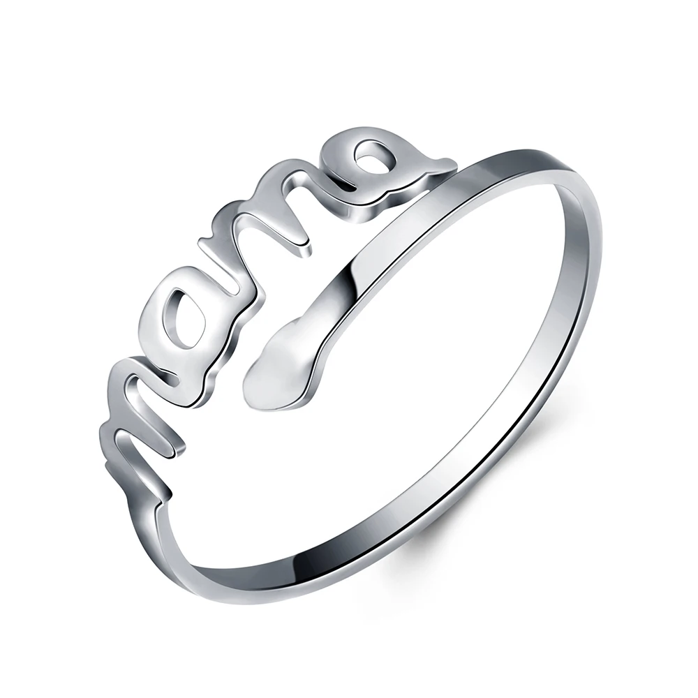 Mama Abuela Personalized Name Rings Heart Adjustable Stainless Steel Nameplate for Mom Grandma Jewelry Mother's Day Gift | Украшения и