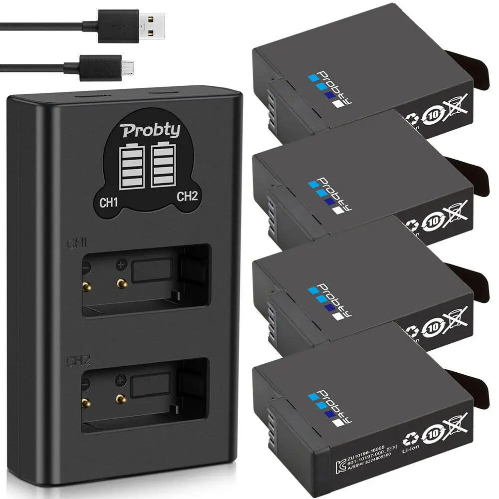 1680mah gopro hero 7 hero 6 hero 5 black battery led dual charger for go pro hero7 hero6 hero5 black camera ahdbt 501battery free global shipping