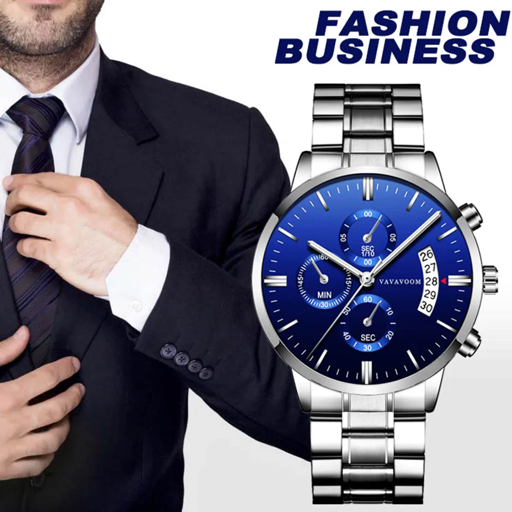 

Men Watch Stainless Steel Waterproof Sport watch Chronograph Fashion Casual Business Wristwatch Relogio Masculino Gift for Men