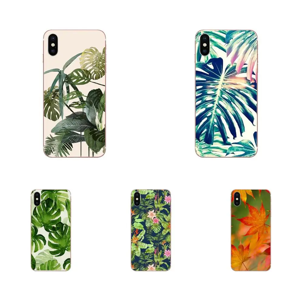 Мягкий милый чехол с изображением тропических листьев для Samsung Galaxy Note 5 8 9 S3 S4 S5 S6 S7