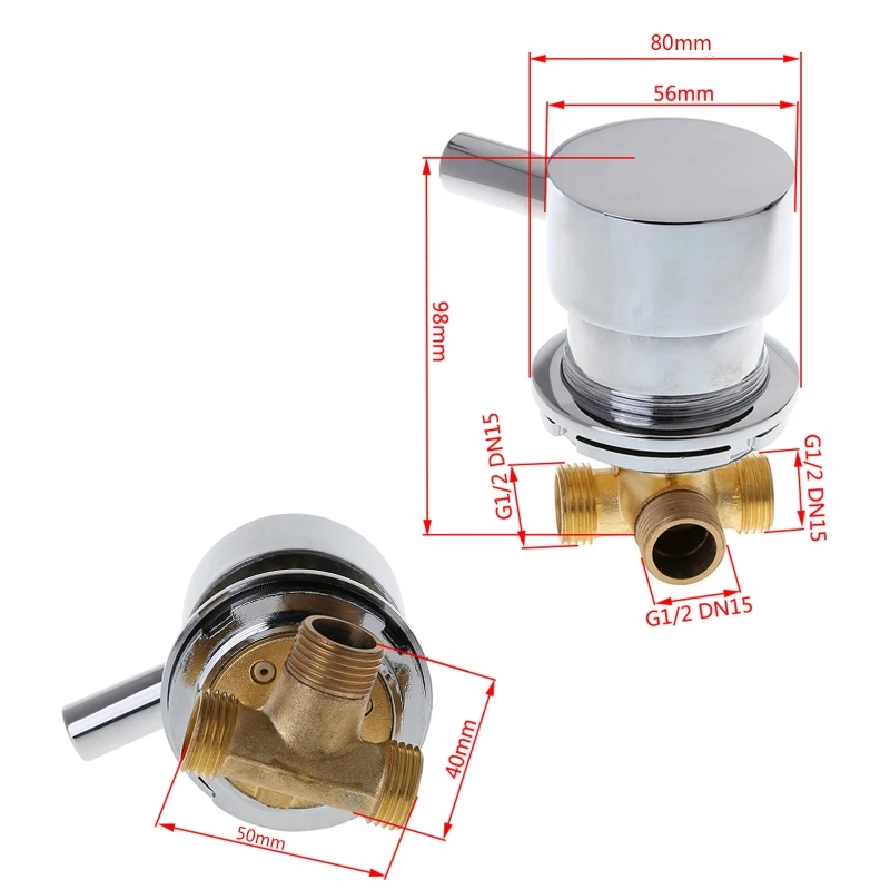 

G1/2" Hot & Cold Water Mixing Valve Thermostatic Mixer Two In & One Out Faucet For Shower Room P15D