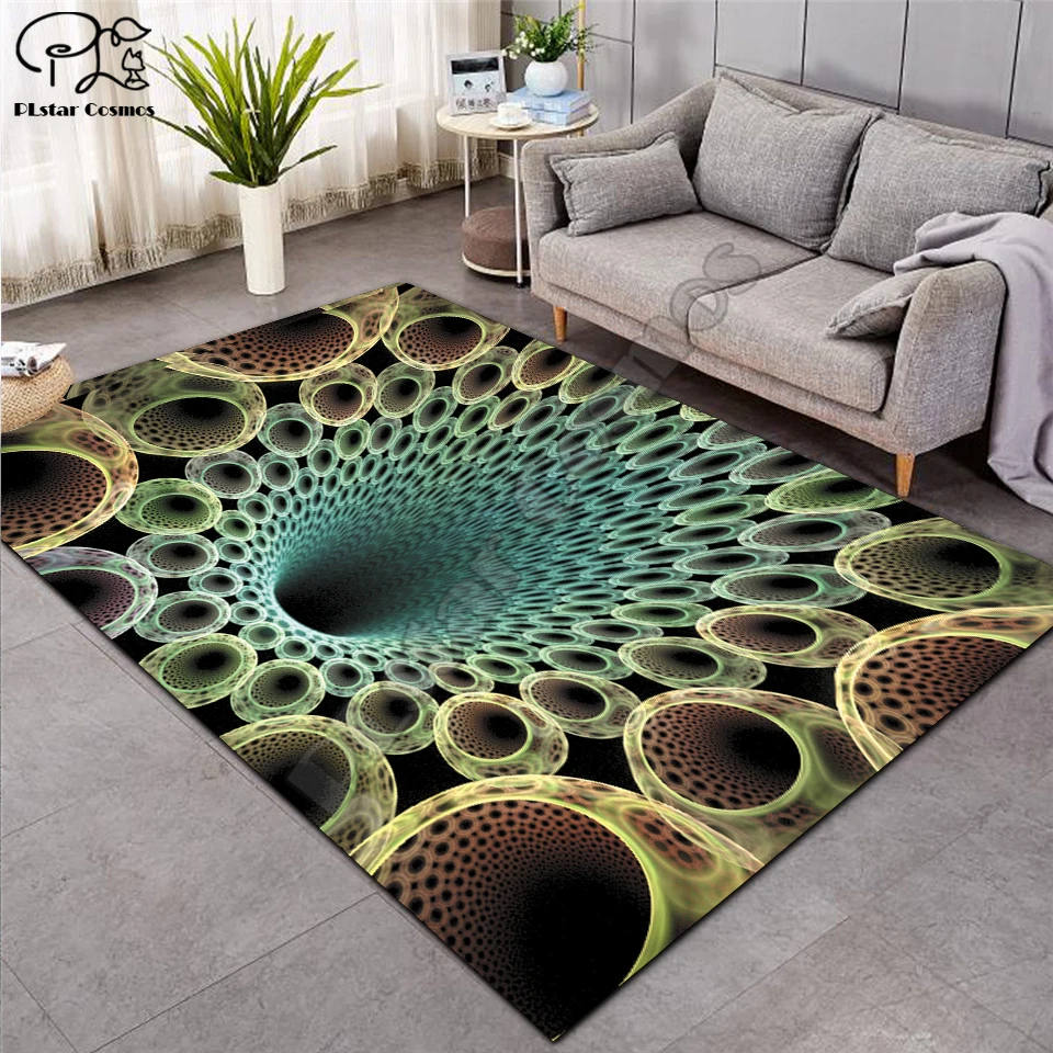 

colorful Psychedelic carpet Nordic Soft Flannel 3D Rugs Parlor Mat Area Rugs Anti-slip Large Carpet Rug Living Room Decor P-005