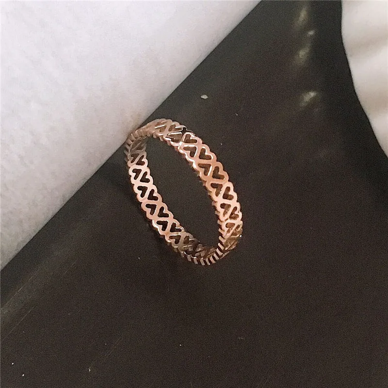 YUN RUO Hellow Out Heart Ring Rose Gold Fashion 316 L Titanium Steel Jewelry Birthday Gift Woman Man Never Fade Drop Shipping | Украшения и