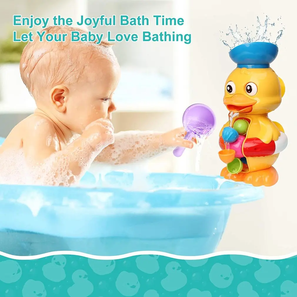 

Duck Waterwheel Bath Toys For Boys And Girls Bathing Bathtub Beach Water Toys Powerful Sucker Smooth Edges Without Burrs
