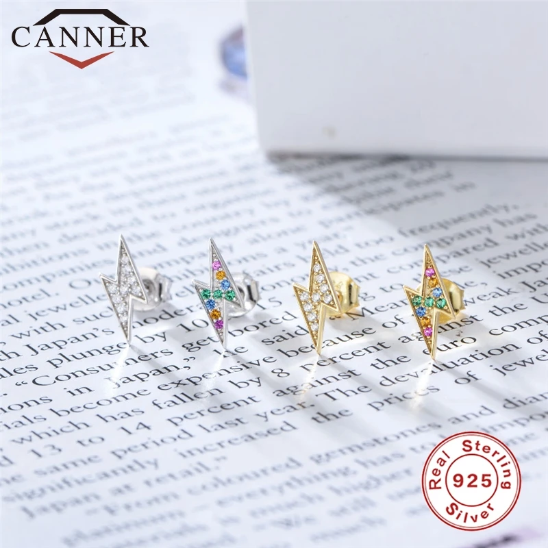 Серьги-гвоздики из стерлингового серебра 925 пробы с радужным цирконием для