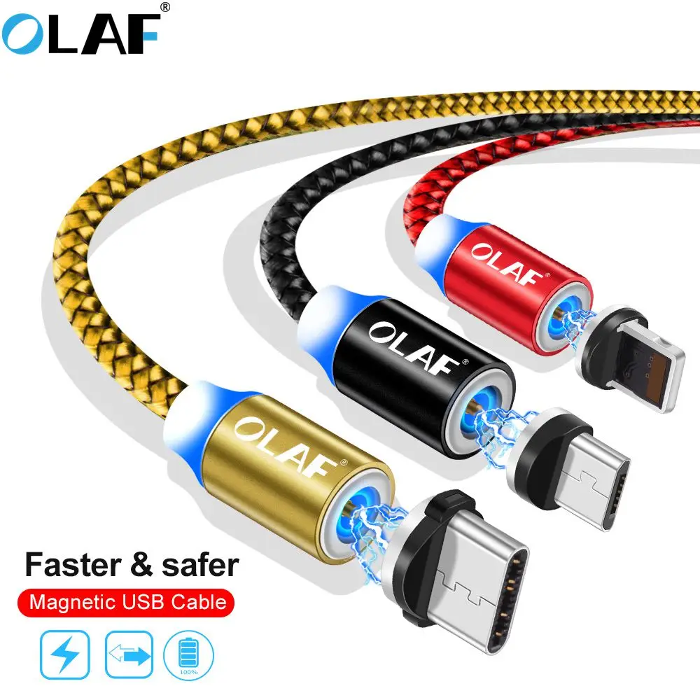 OLAF 1 м 2 кабель для быстрой зарядки светодиодный Micro USB Type C Xiaomi Samsung мобильный