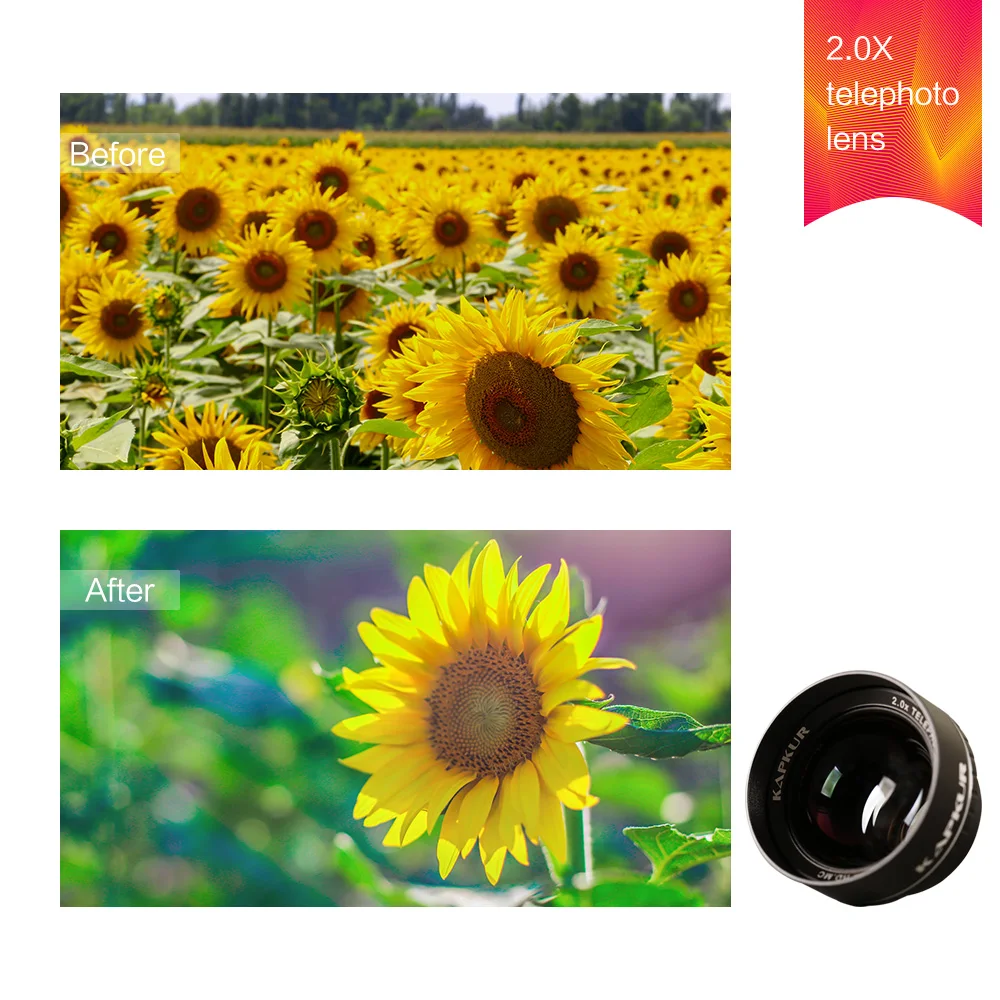 Объектив для телефона KAPKUR телеобъектив 2.0X iPhone X. XS. камеры XS max и 7P 8P