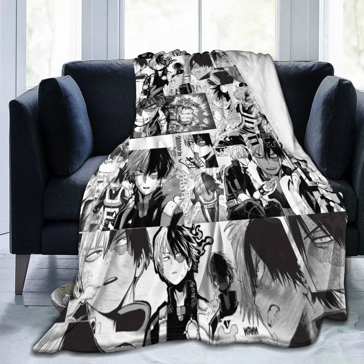 Todoroki Shoto Blanket Flannel Textile Decor My Hero Academia Anime Manga Unisex Throw Blankets For Bedroom Office Bedspreads | Дом и сад