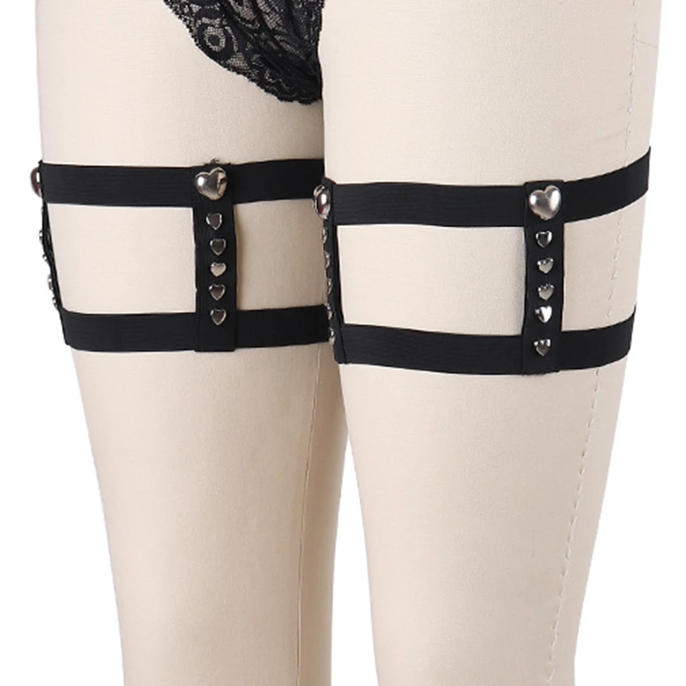 Черные Безразмерные подвязки с заклепками в форме сердца пастельные рандезные