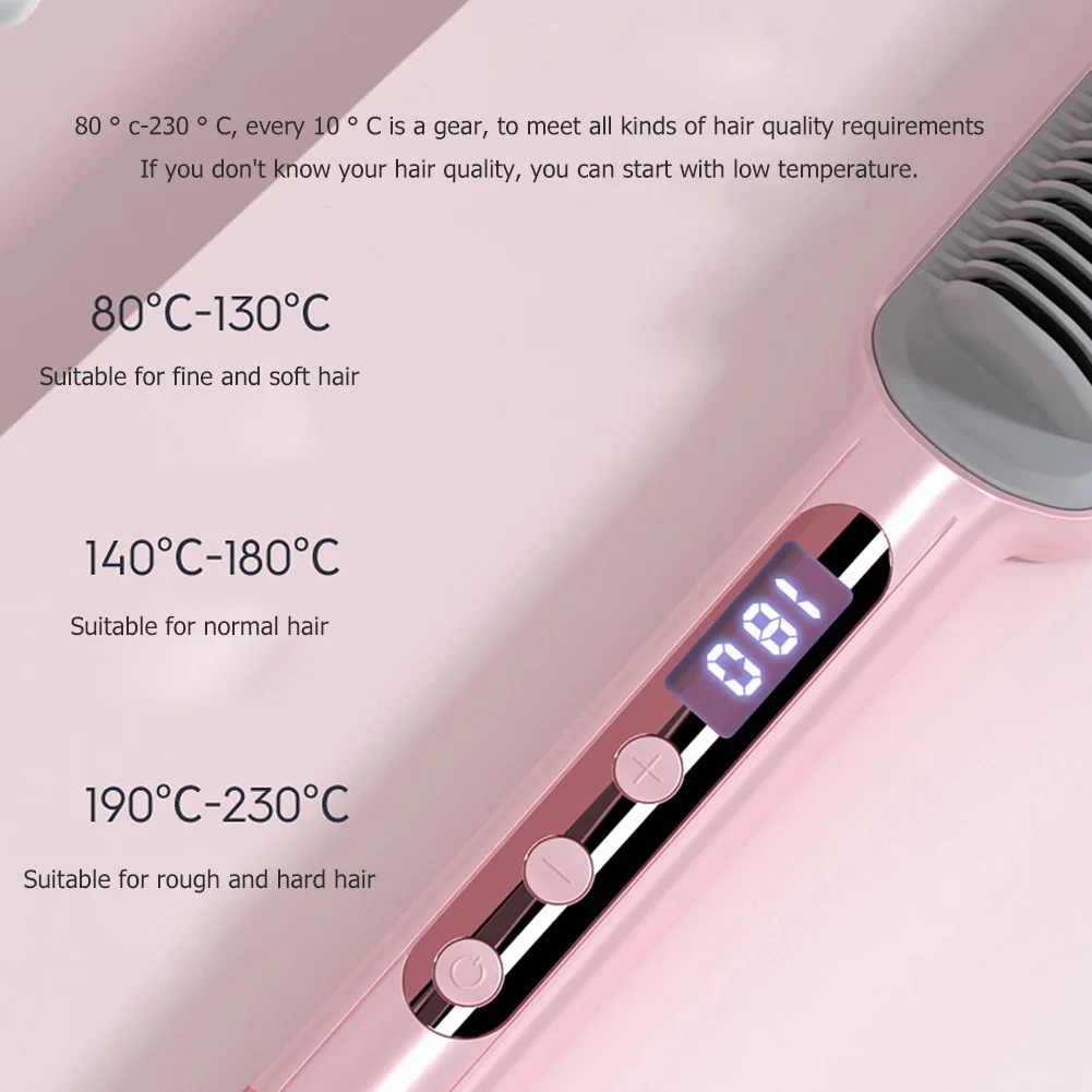 

Multifunctional 2 in 1 Negative Ion Hair Straightener Instant Styling Hot Curl Straight Curling Comb Curling Straightening Brush