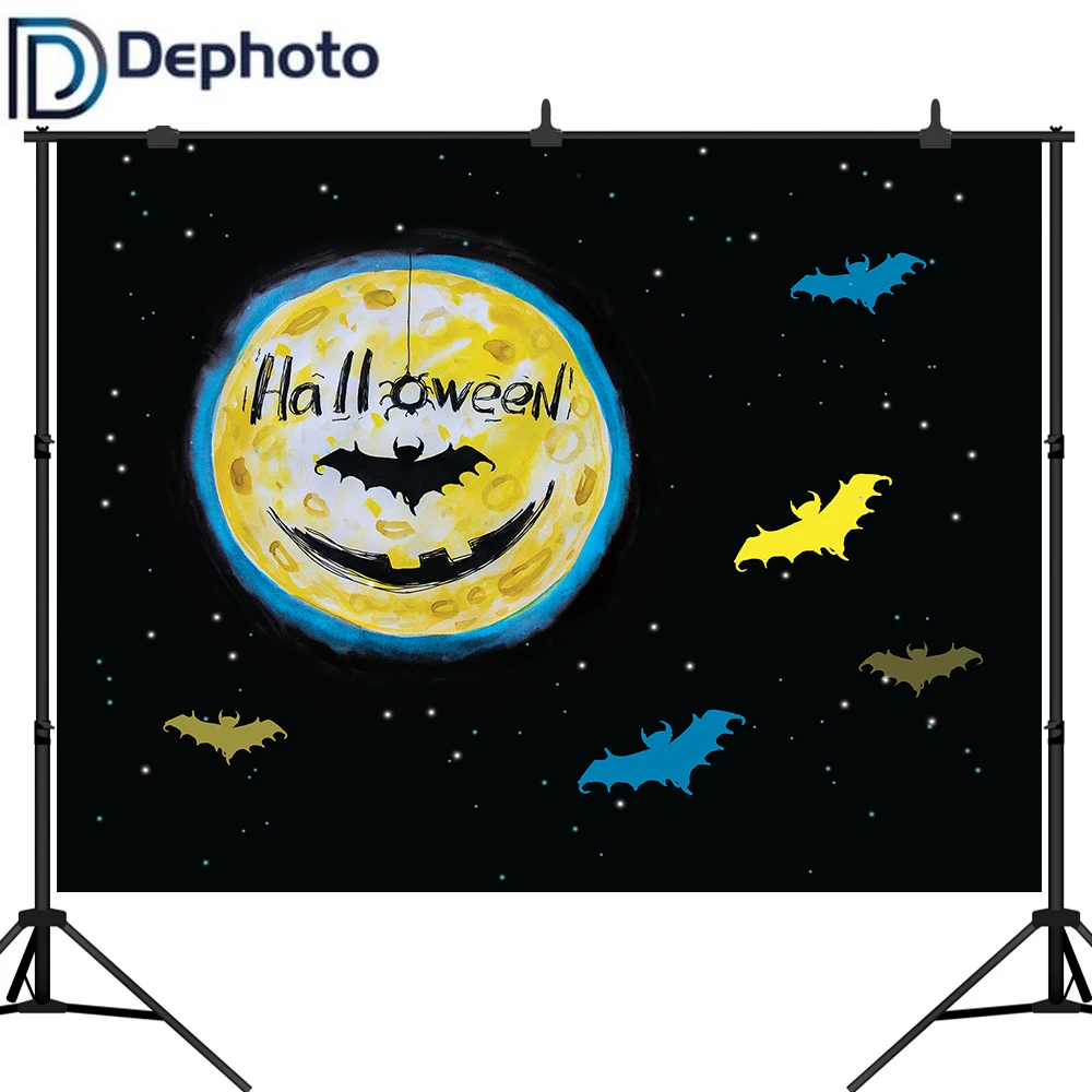 Dephoto фоны для фотостудии Хэллоуин Мультфильм ночная сцена Луна фон с летучей