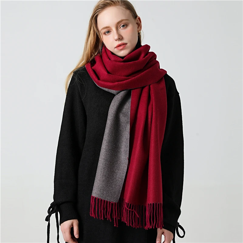 

Winter Cashmere Scarf Women Thick Warm Shawls Wraps Lady Solid Scarves Fashion Tassels Pashmina Blanket quality foulard 2021 New