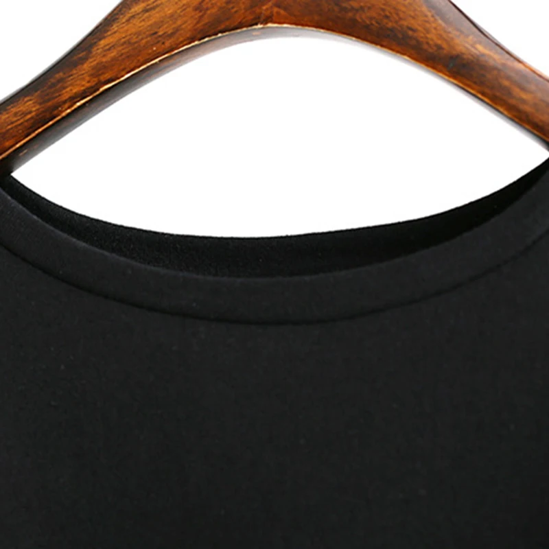 Summer Women Black T-shirt Sexy Side Slit Short Sleeve Big Size Thin Long Tops Tees Female Tshirt | Женская одежда