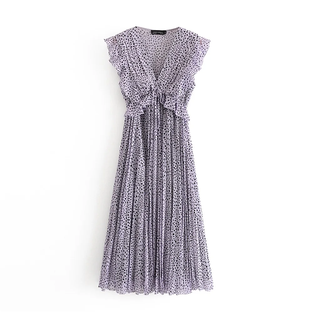 Женское шифоновое платье ZA Элегантное маленькое Плиссированное Платье с принтом