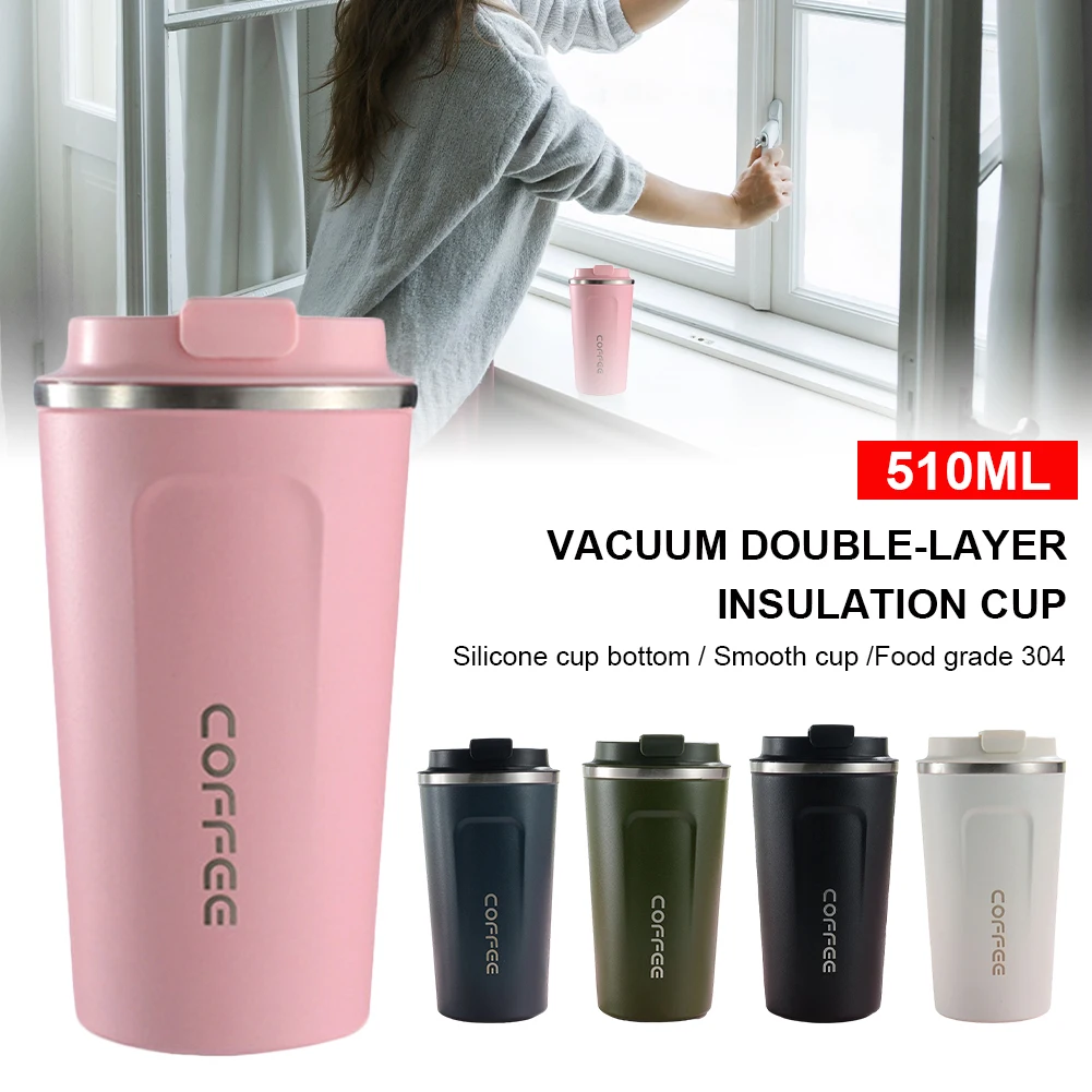 

Hot 510ml Coffee Thermos Mug Stainless Steel Double Wall Vacuum Insulated Coffee Cup with Lid for Cold & Hot Drink Water Bottle