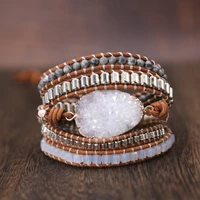 natural white crystal cluster color bracelet beaded natural stone woven pure hand bracelet jewelry for women couple bracelet