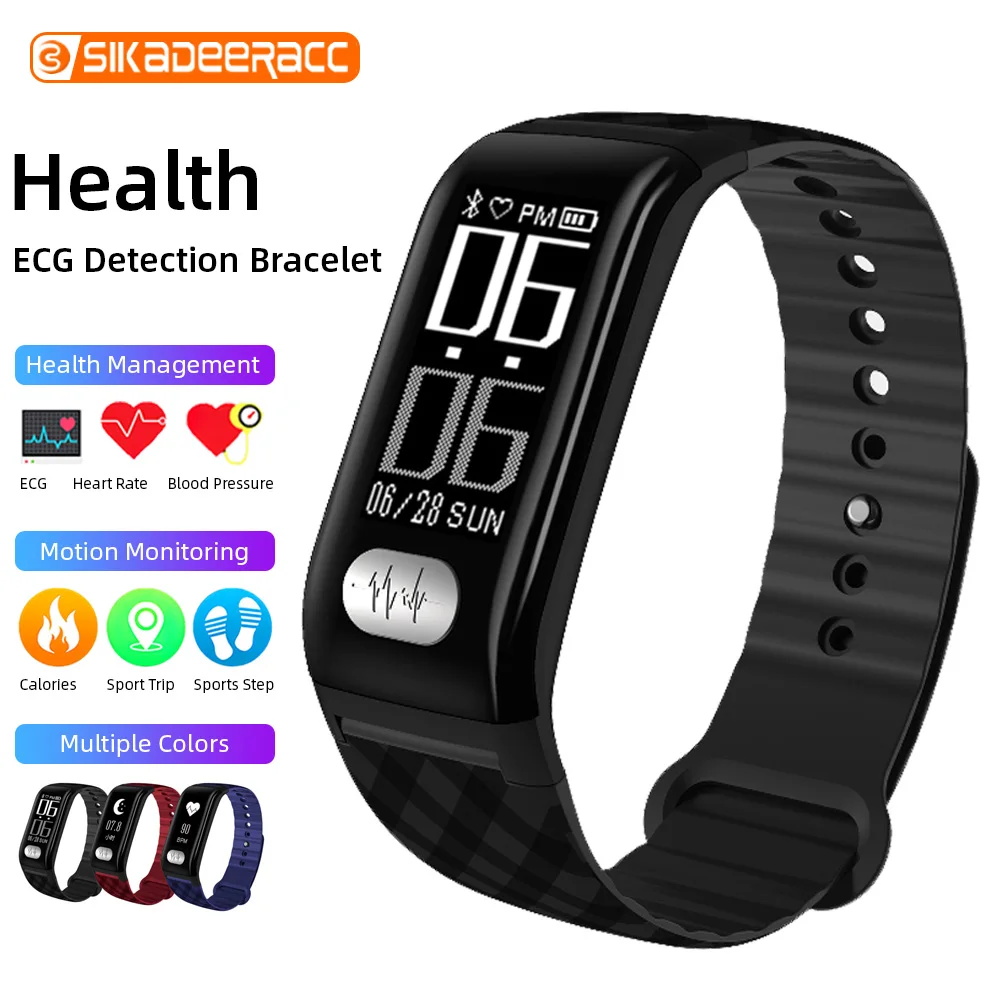 Крови Давление смарт браслет на запястье монитор ЭКГ дыхание поезд Smart Watch