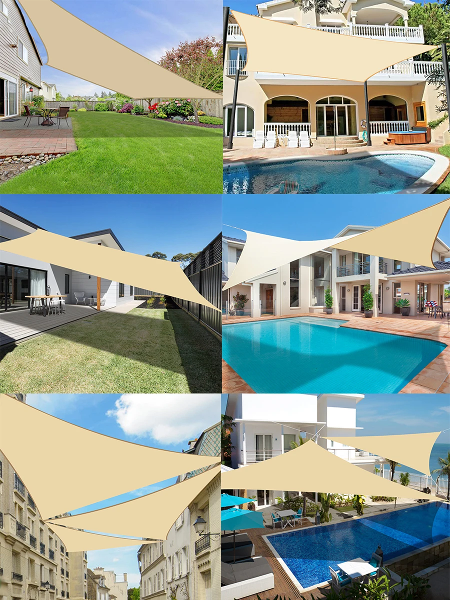 Kaufen 4x7M 4200D Wasserdichte Polyester Sonnensegel Garten Terrasse Baldachin Schwimmen Sonne Schatten Camping Hof Segel Markise Garten Sonnenschirm 4x6