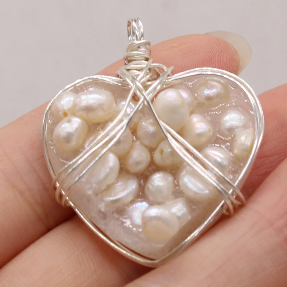 Натуральный Полудрагоценный камень в форме сердца жемчуг хрустальные бутоны