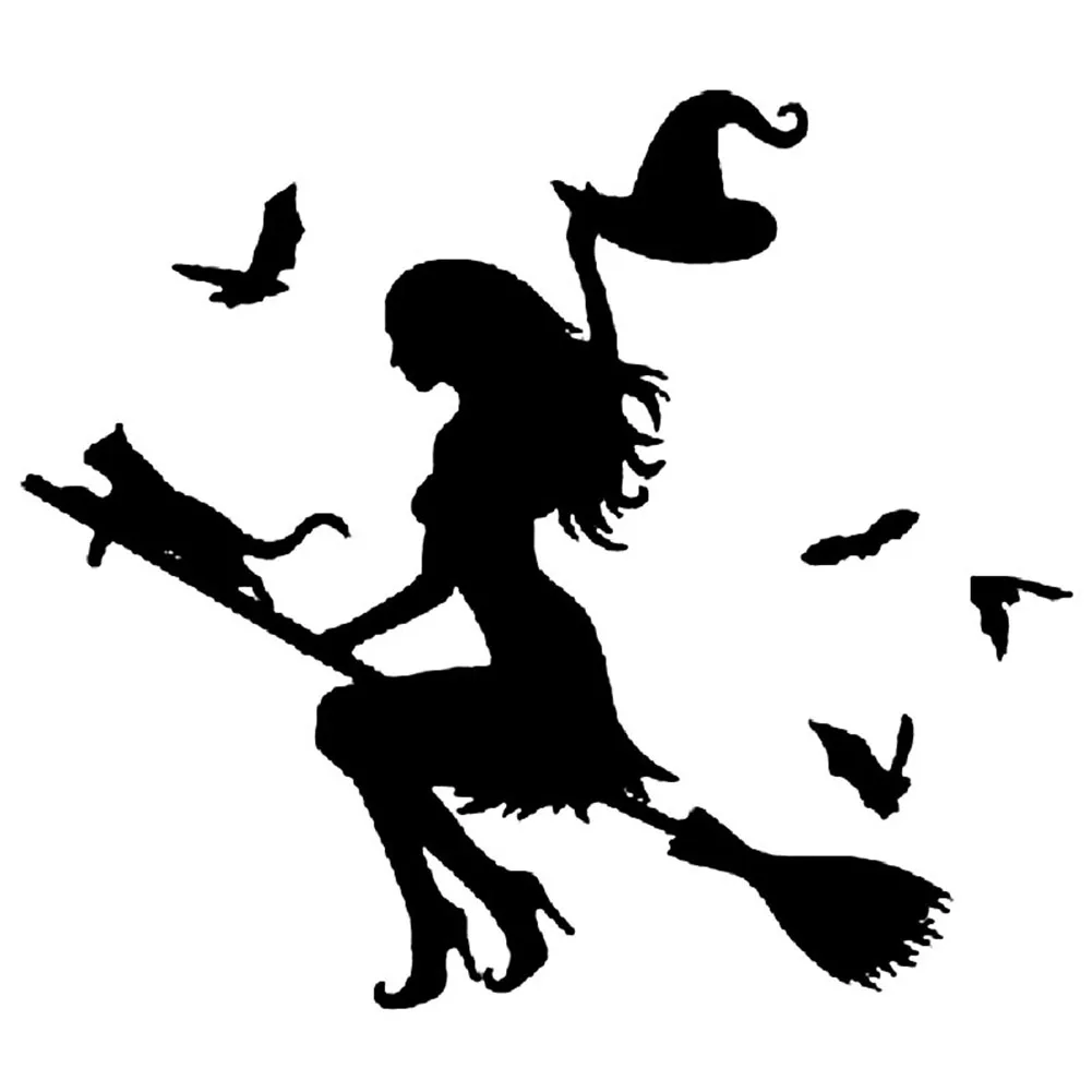

Забавная наклейка ведьма на летящей метле, наклейка с рисунком, аксессуары из ПВХ
