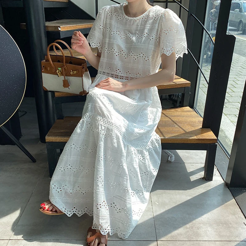 Женское длинное платье с широким подолом [EWQ] черное Свободное пышными рукавами и