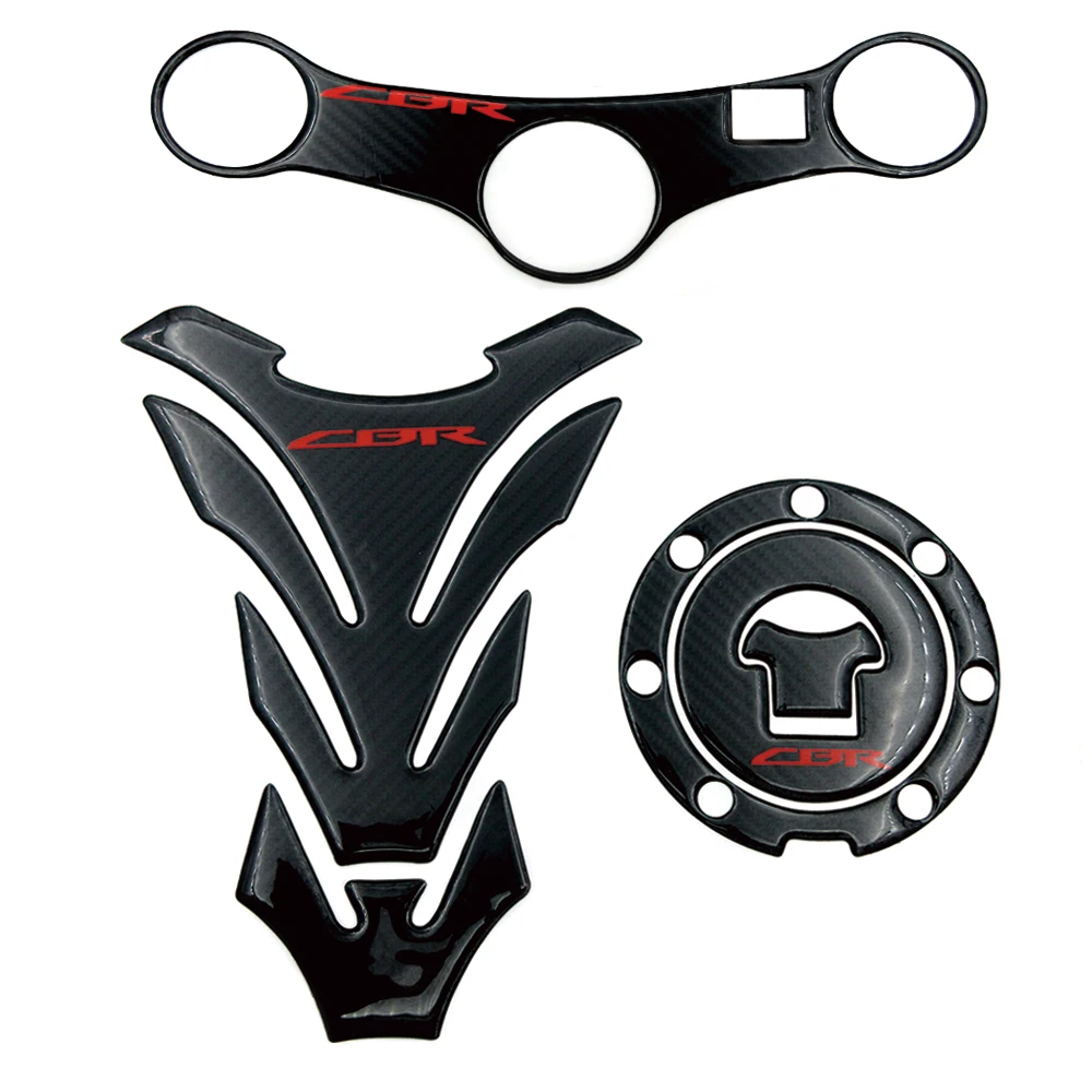 

Tank Pad Gas Cap Cover Triple Clamp Yoke Sticker Carbon Fiber Motorcycle Decal For Honda CBR600F4i 2001 2002 2003 2004 2005 2006