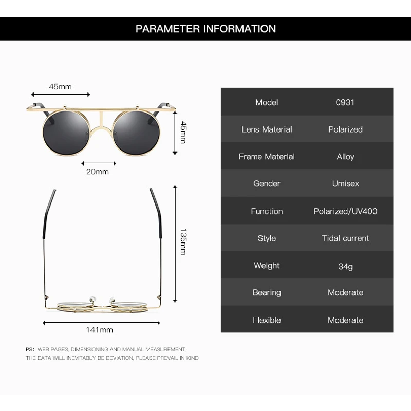 Солнцезащитные очки в стиле стимпанк для мужчин и женщин круглые брендовые