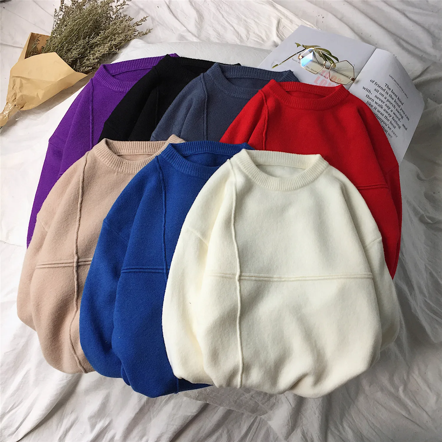 

Мужской свитер с буквенным принтом, Повседневный пуловер с длинным рукавом, в Корейском стиле, зима 2021