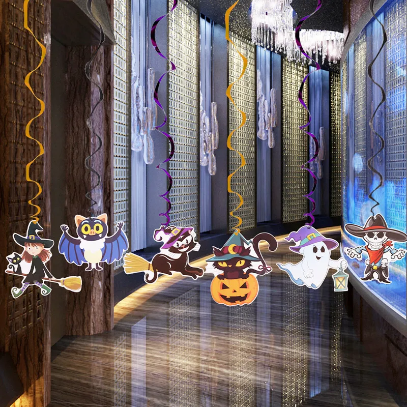 6 шт./компл. Хэллоуин фольгированные спиральные крутящиеся стрейсеры украшения