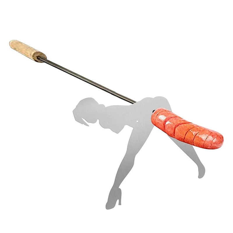 

2 PCS Steel Hot Dog/Marshmallow Roasters Hunk Man & Sexy Woman Shaped Campfire Skewer Stick Barbecue Forks for Grill
