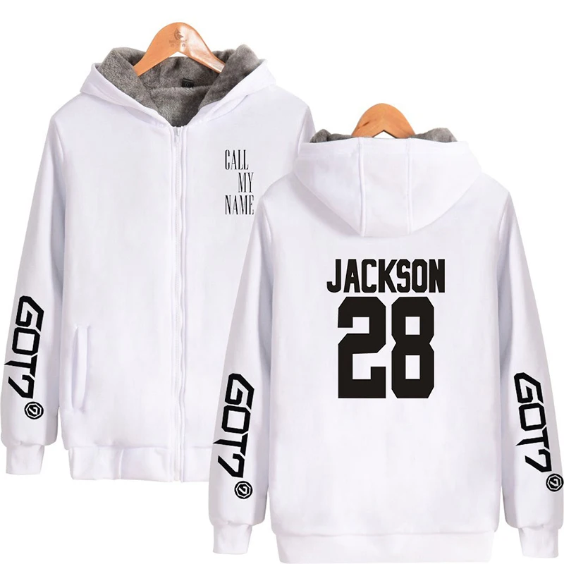 JACKSON 28 Got7 Kpop толстовка с капюшоном зимняя для мужчин и женщин толстовки на молнии
