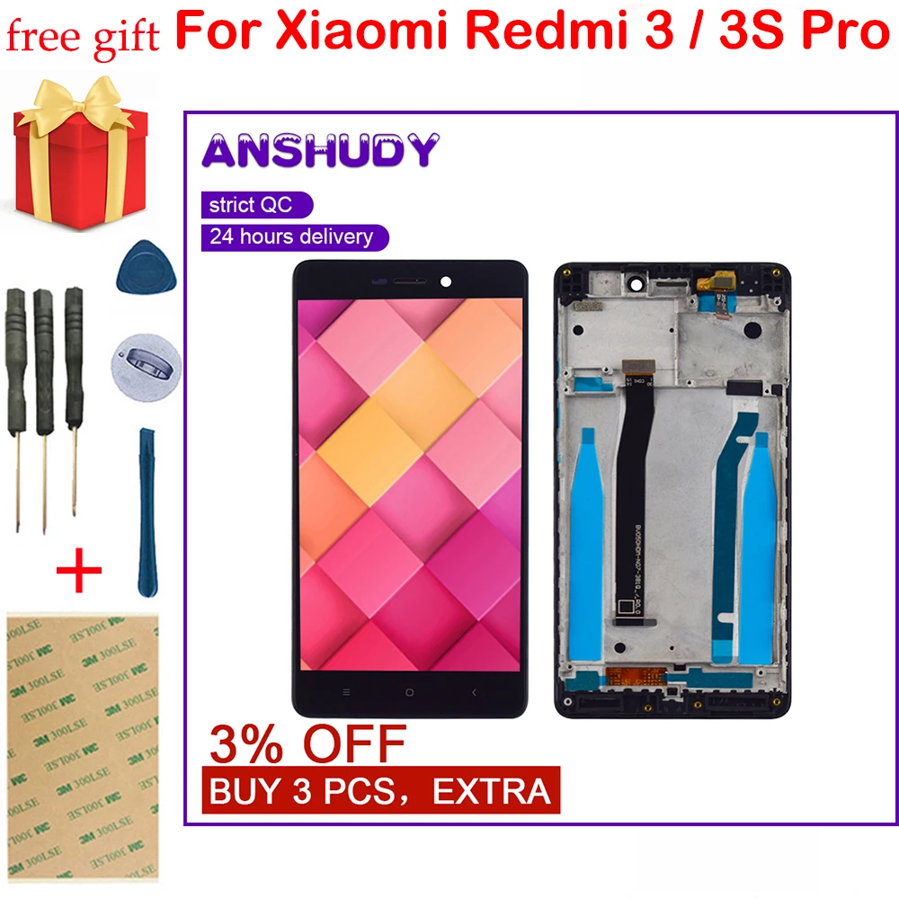 Для Xiaomi Redmi 3S ЖК дисплей с сенсорным экраном в сборе рамка для 3 Pro Redmi3 3s Pro|screen touch|lcd