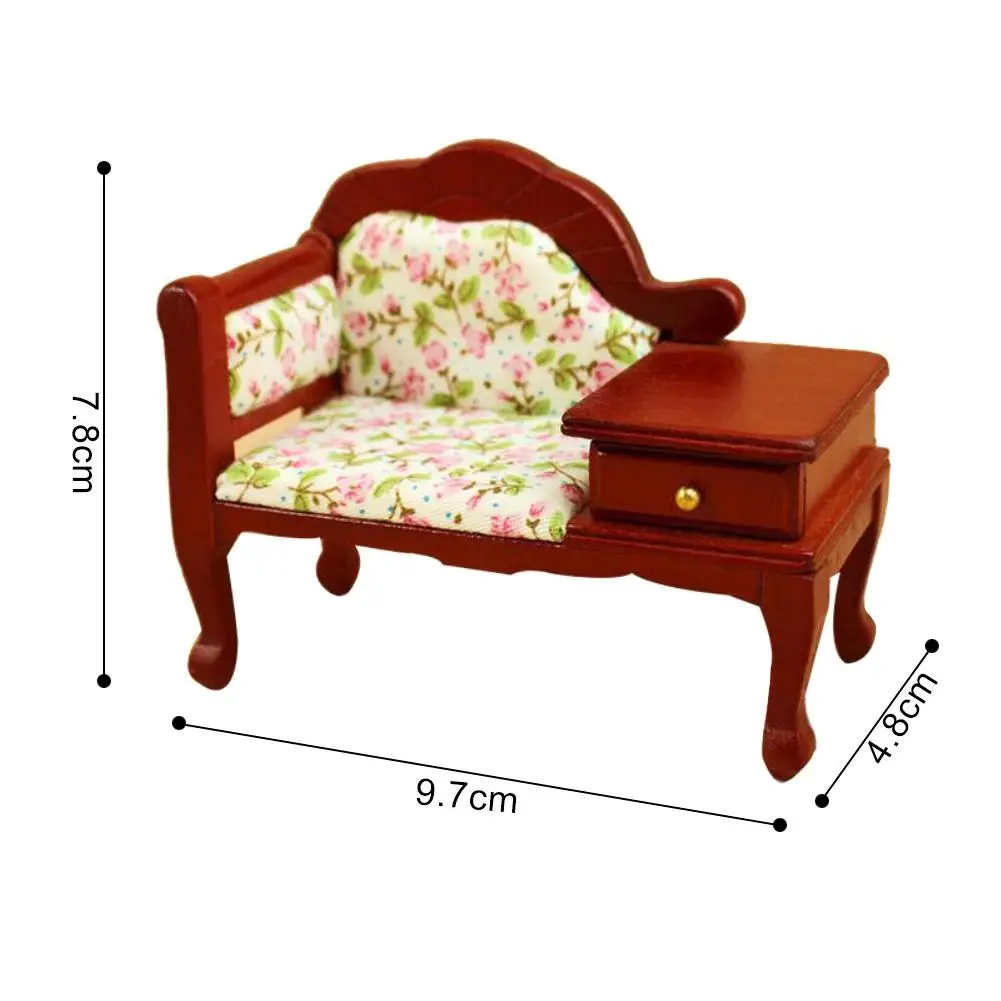 

DIY 1:12 Miniature Dollhouse 3D Wooden Furniture Miniature Doll House Furniture Sofa Seat with Drawer Hall Accessory For Kids