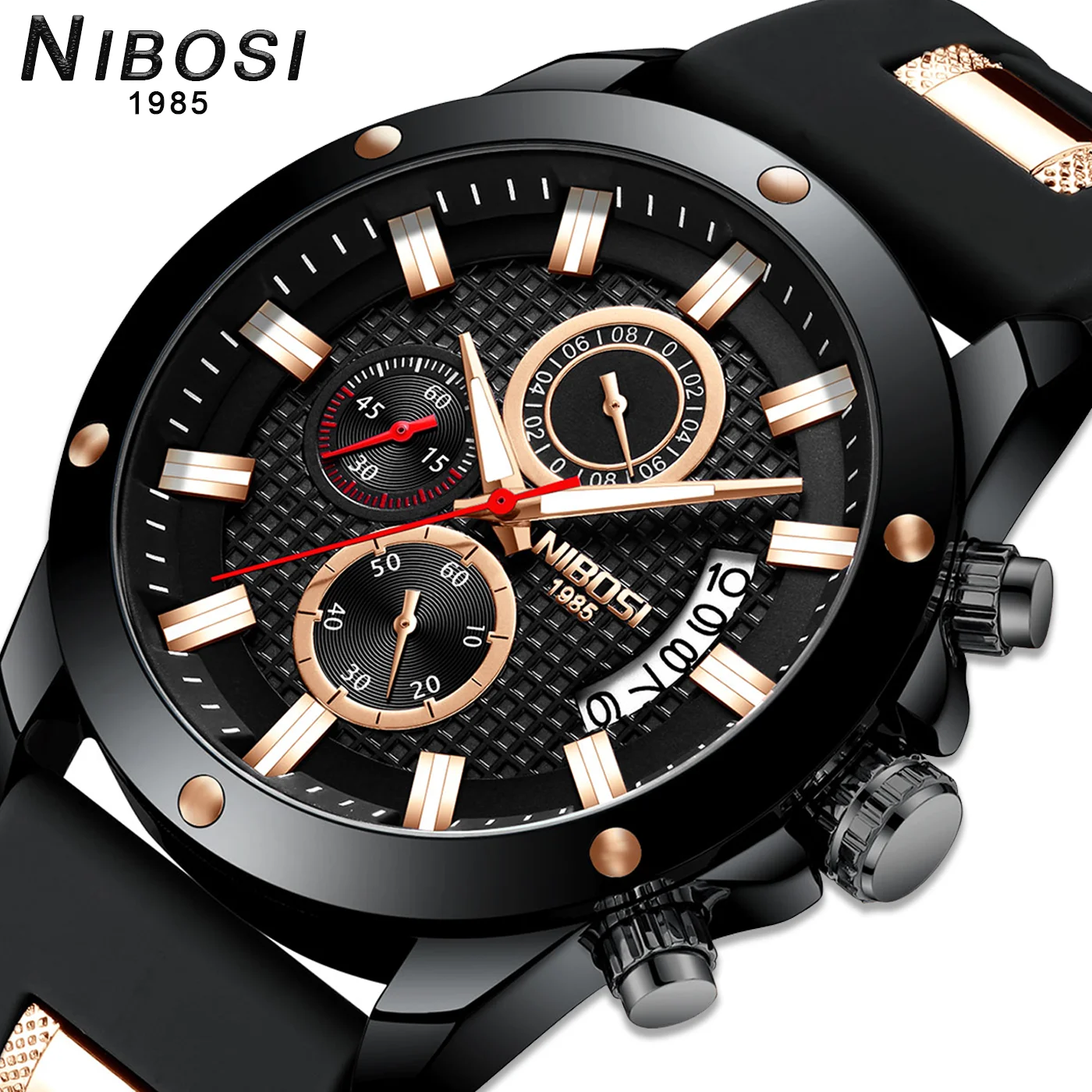 Мужские водонепроницаемые кварцевые часы с силиконовым ремешком в стиле