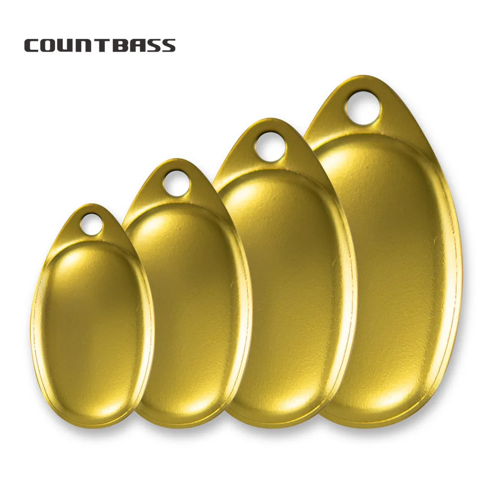 COUNTBASS 50pcs Size 0,1,2,3,4,6 Gold Plated Steel Smooth French Spinner Blades, DIY Metal Fishing Lures Parts Tackle Craft